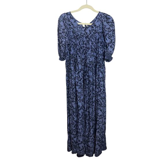Natalie Martin Silk Blue Floral Midi Dress – Women’s Size XS - Picture 2 of 7